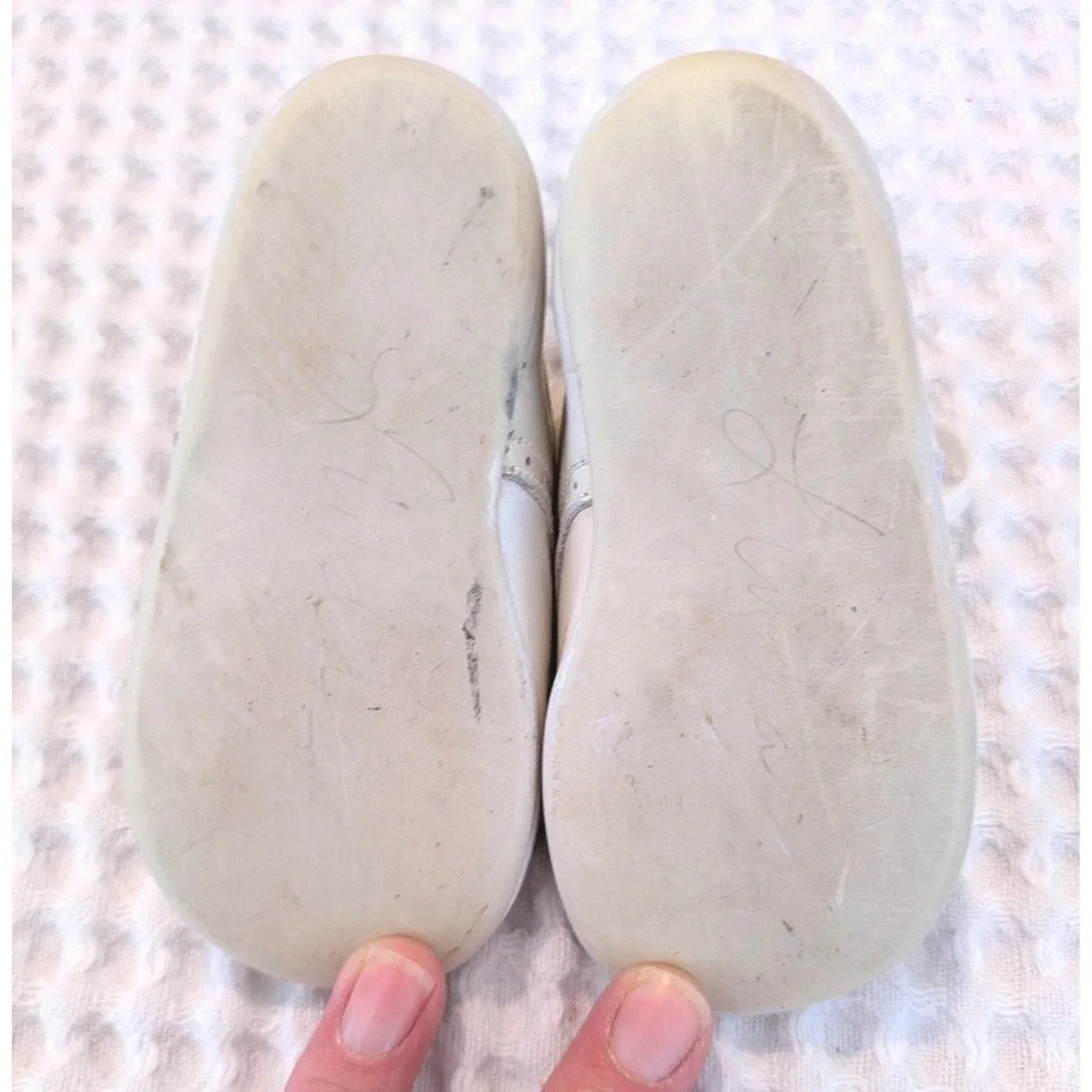 Vintage Baby Leather Shoes White Lace Up Infant Size 5 Christening Baptism